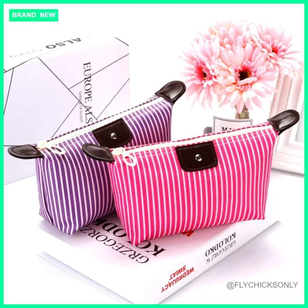 2 Pack Waterproof Nylon Cosmetic Bags, Foldable Travel Organizer, 10.2x6.3x2.3